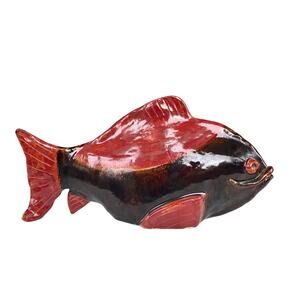 Handmade Ceramic Fish Sculpture | 13” Folk Art Pottery Decor